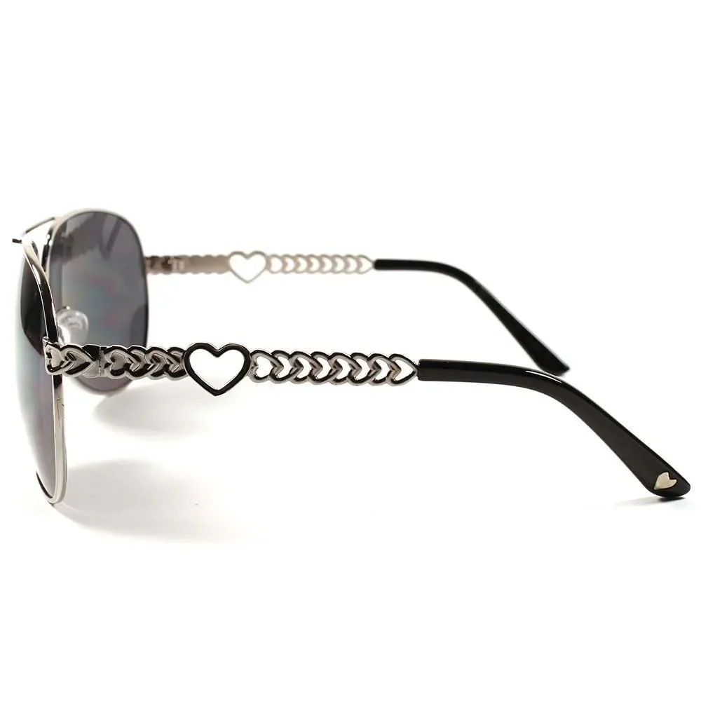 Designer Classic Stylish Fashion Retro Heart Shape Silver Sexy Womens Sunglasses